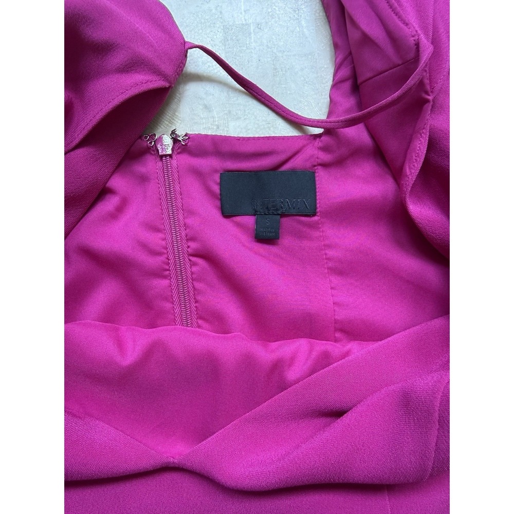 Intermix Muller Caplet Cocktail Cape Dress Magenta Flutter Sleeve Size Small - Picture 5 of 8
